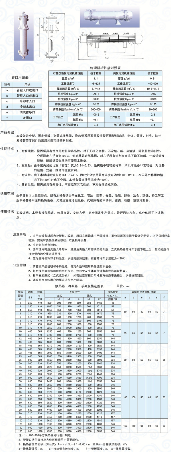 石墨改性聚丙烯列管式換熱器